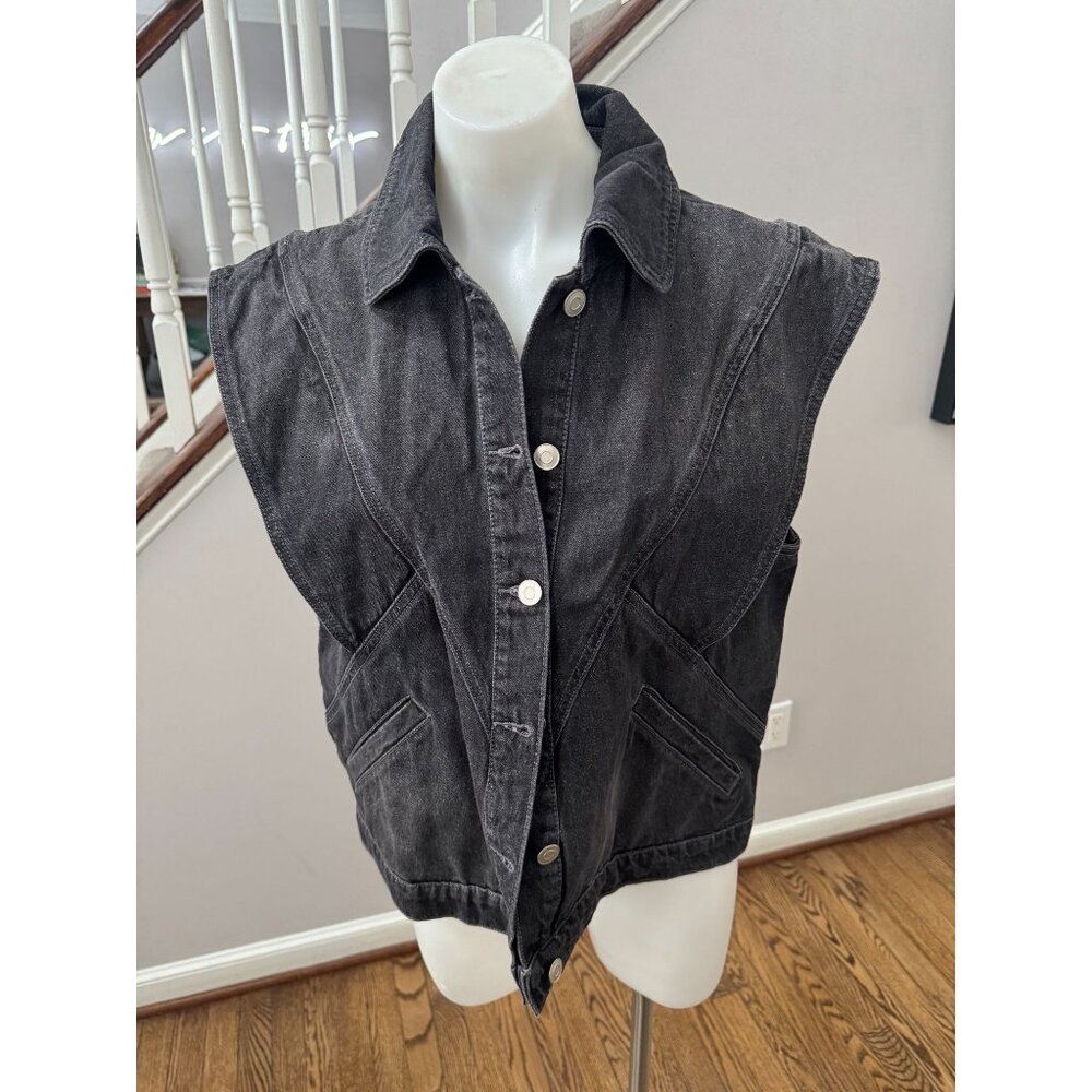NWT Stile Collection Denim Vest Washed Black Size Small